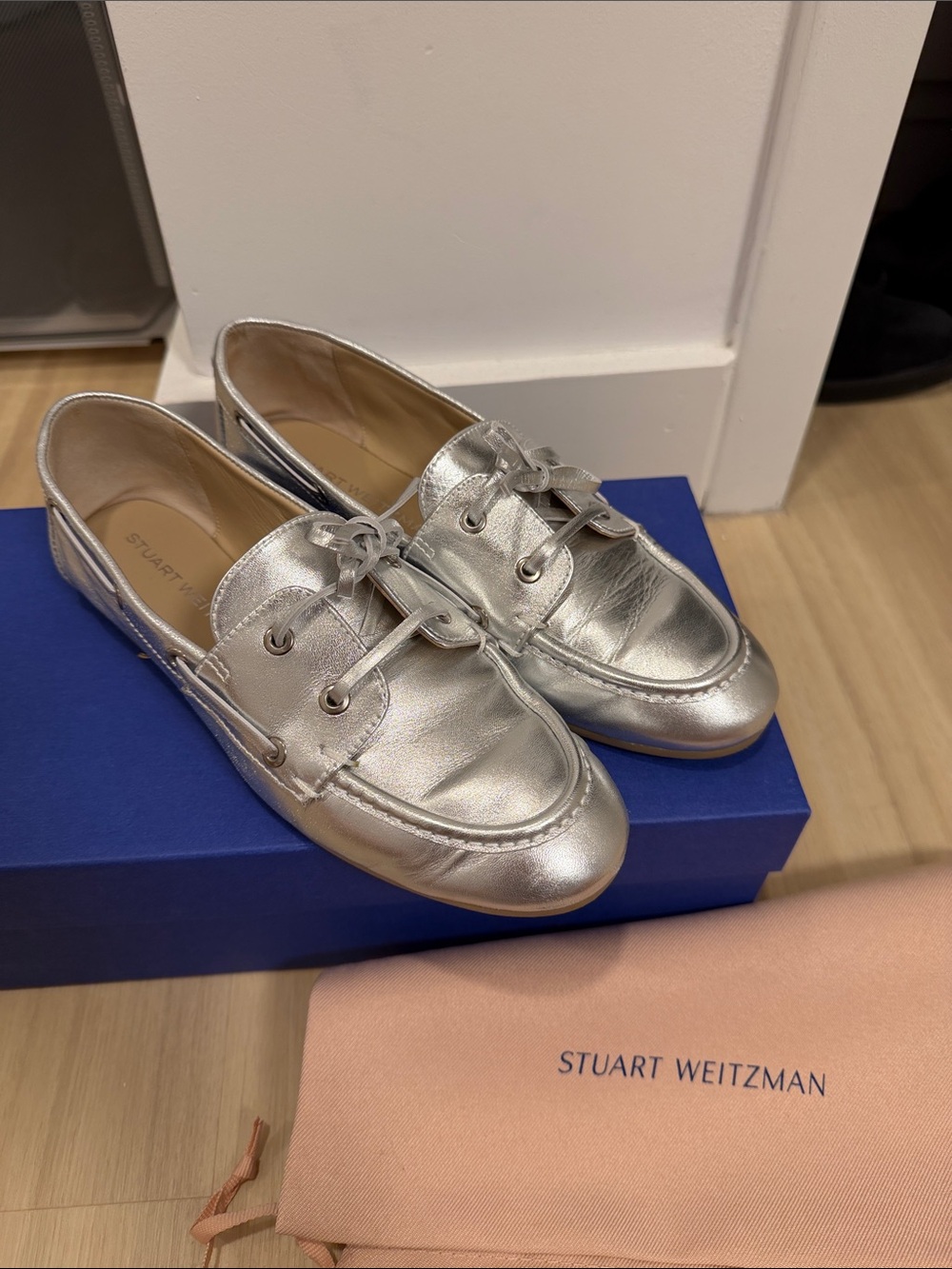 Stuart Weitzman Silver Moccasin
